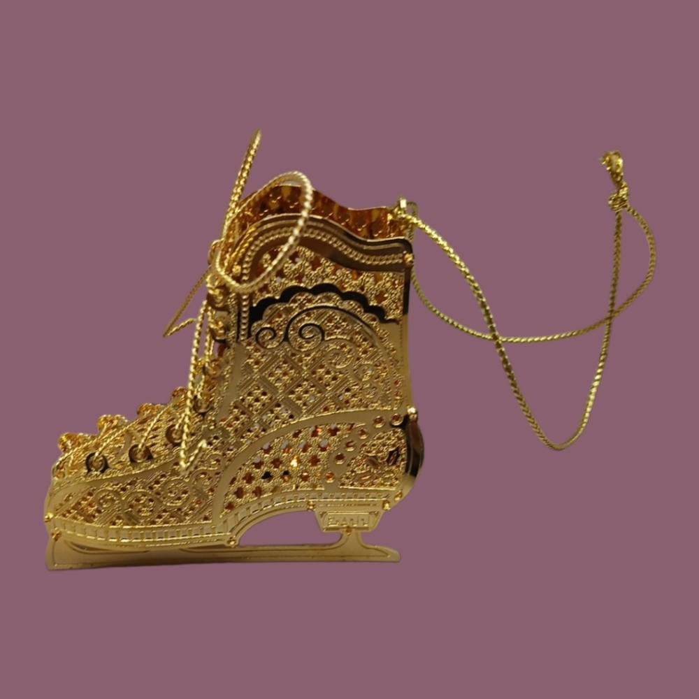Danbury mint vtg ice skate 23k gold electroplated ornament - Picture 7 of 8